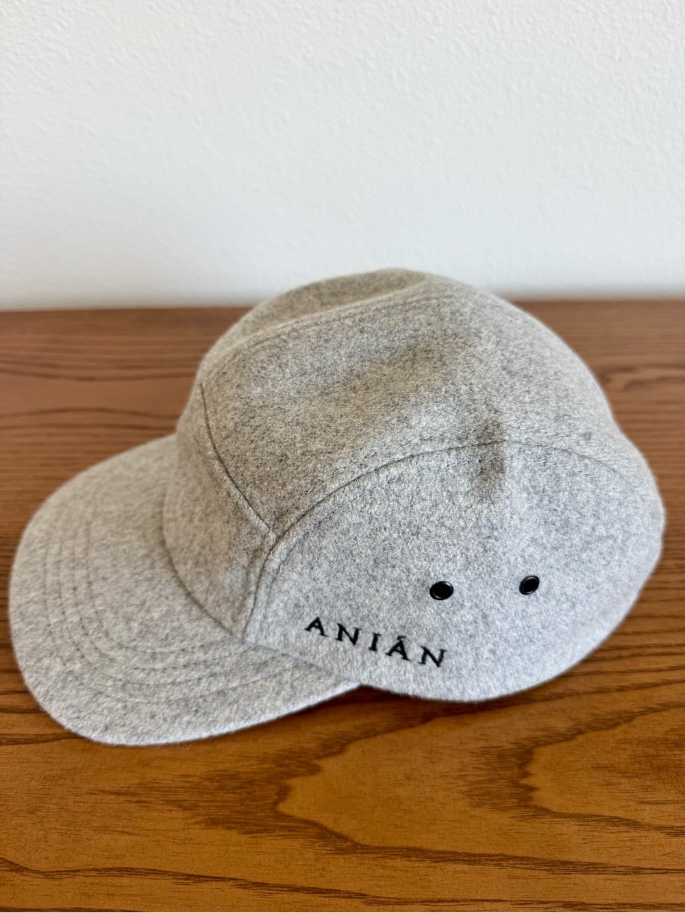 ANIAN Gray Wool-Blend Cap for Men - 5 panel
